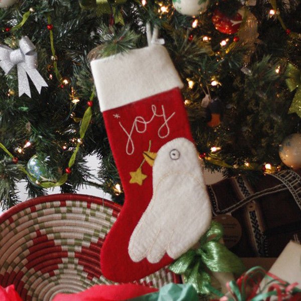 JOY Christmas Stocking Felted Wool